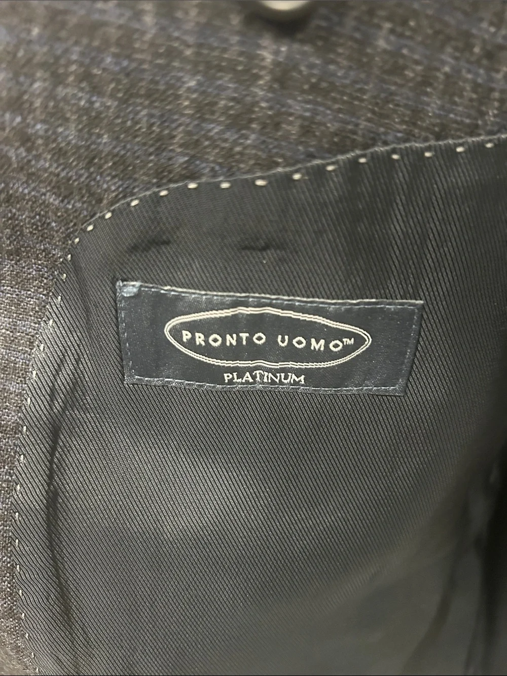 Pronto Uomo Navy Check Sport Coat 100% Wool 46R